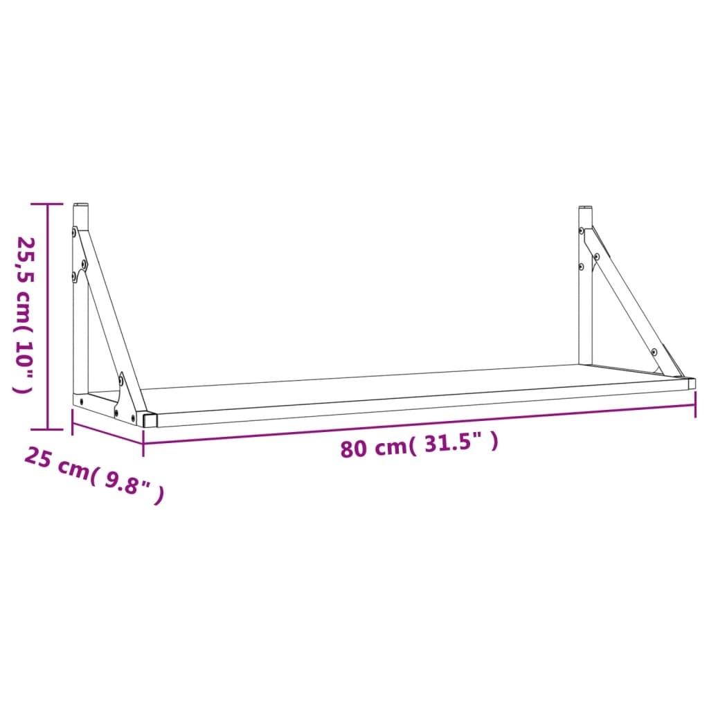 Wandregale 2 Stk. Braun Eichen-Optik 80x25x25,5cm Holzwerkstoff