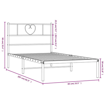 Bettgestell mit Kopfteil Metall Schwarz 80x200 cm