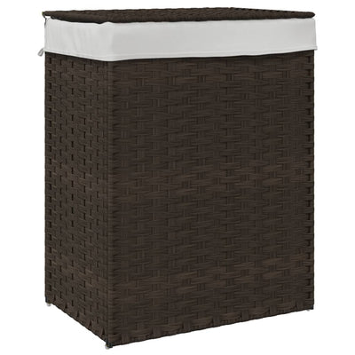 Wäschekorb mit Deckel Dunkelbraun 46x33x60 cm Poly Rattan