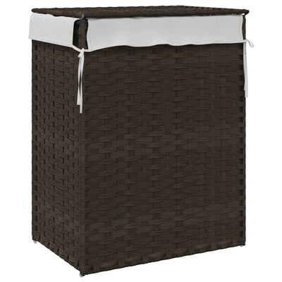 Wäschekorb mit Deckel Dunkelbraun 46x33x60 cm Poly Rattan