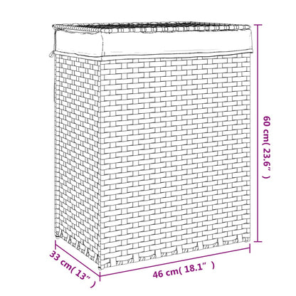 Wäschekorb mit Deckel Dunkelbraun 46x33x60 cm Poly Rattan