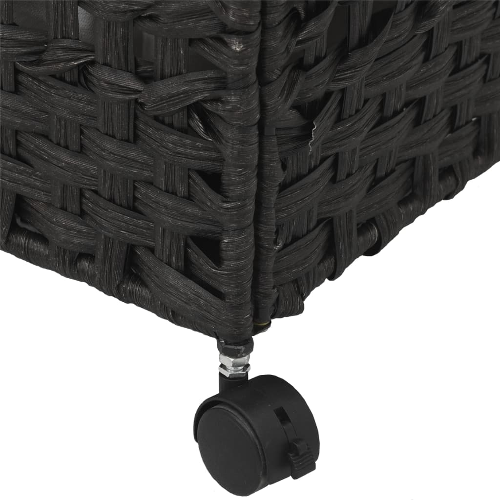 Wäschekorb mit Rollen Schwarz 66x35x60 cm Rattan