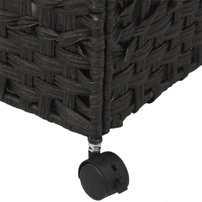 Wäschekorb mit Rollen Schwarz 66x35x60 cm Rattan