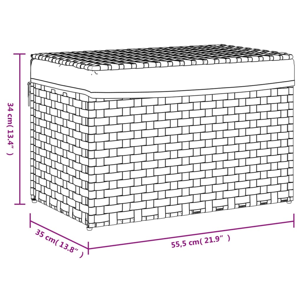 Wäschekorb mit Deckel 55,5x35x34 cm Poly Rattan