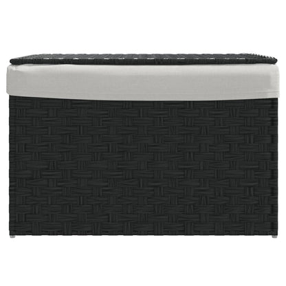 Wäschekorb mit Deckel Schwarz 55,5x35x34 cm Poly Rattan