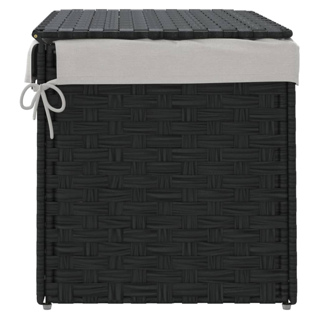 Wäschekorb mit Deckel Schwarz 55,5x35x34 cm Poly Rattan