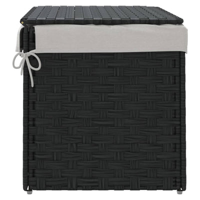 Wäschekorb mit Deckel Schwarz 55,5x35x34 cm Poly Rattan