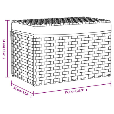 Wäschekorb mit Deckel Schwarz 55,5x35x34 cm Poly Rattan