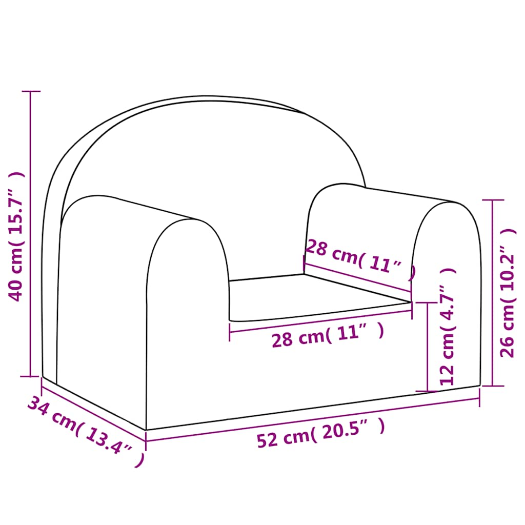 Kindersofa Creme Weicher Plüsch