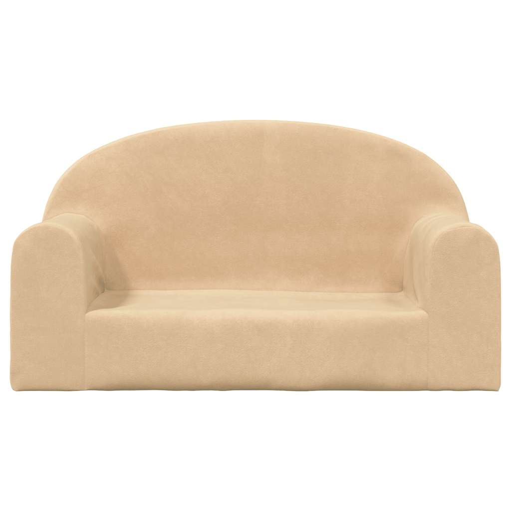 Kindersofa 2-Sitzer Creme Weicher Plüsch