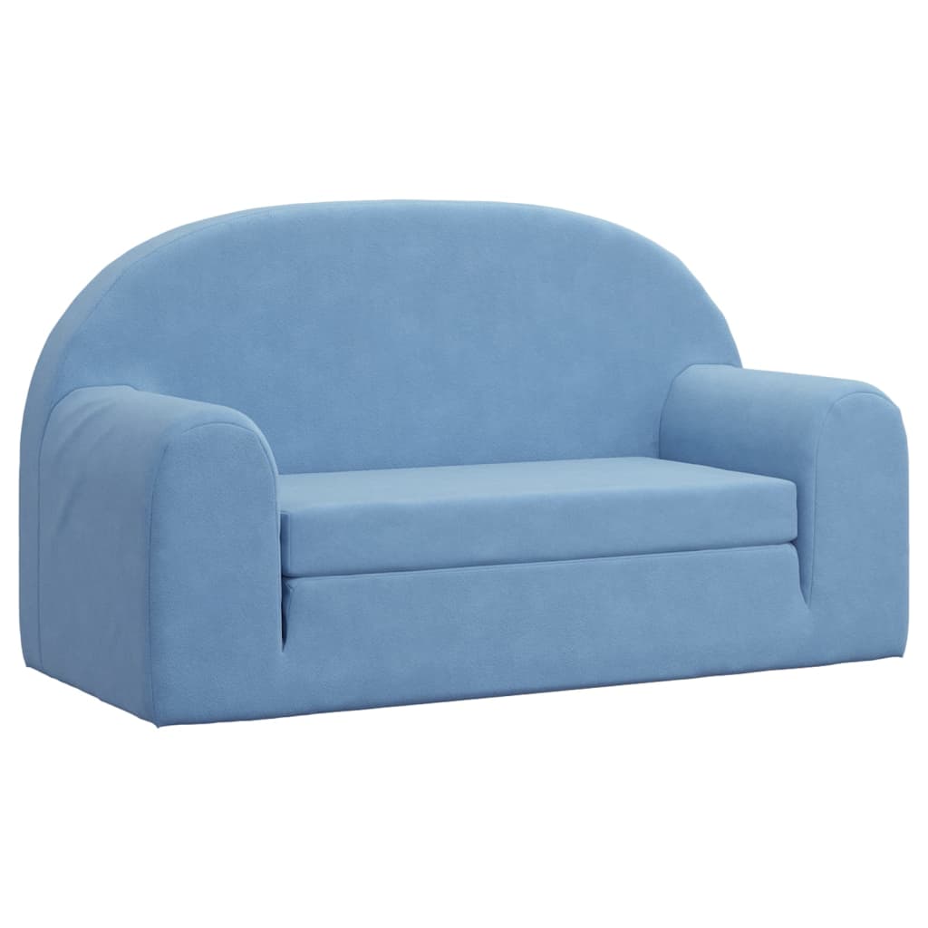 Kinder-Schlafsofa 2-Sitzer Blau Weicher Plüsch