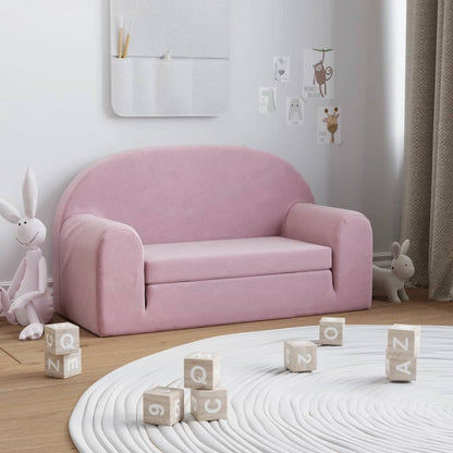 Kinder-Schlafsofa 2-Sitzer Rosa Weicher Plüsch