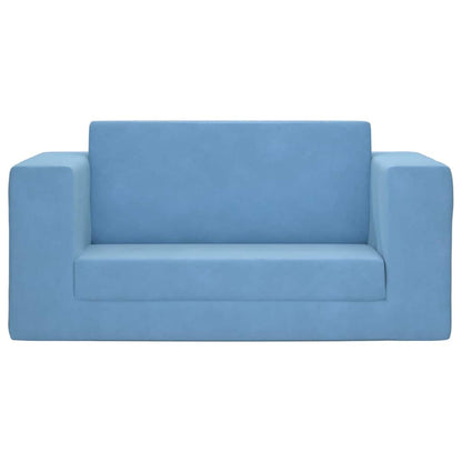 Kinder-Schlafsofa 2-Sitzer Blau Weicher Plüsch