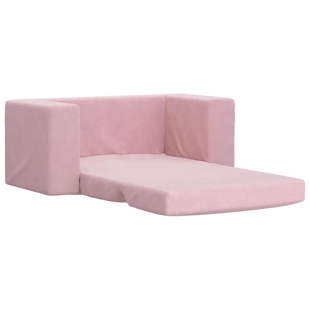 Kinder-Schlafsofa 2-Sitzer Rosa Weicher Plüsch