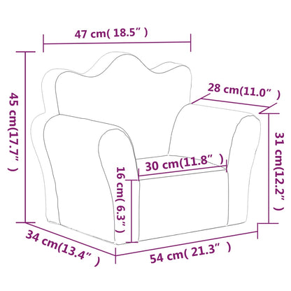 Kindersofa Anthrazit Weich Plüsch