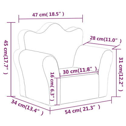 Kindersofa Blau Weich Plüsch