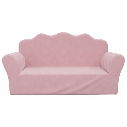 Kindersofa 2-Sitzer Rosa Weich Plüsch