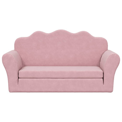 Kinder-Schlafsofa 2-Sitzer Rosa Weicher Plüsch