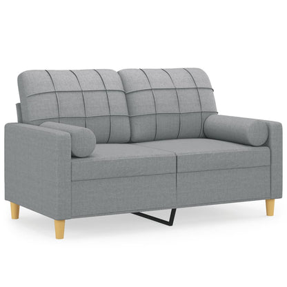 2-Sitzer-Sofa mit Zierkissen Hellgrau 120 cm Stoff