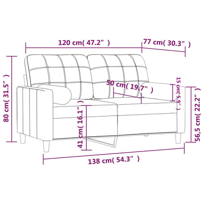 2-Sitzer-Sofa mit Zierkissen Dunkelgrau 120 cm Stoff