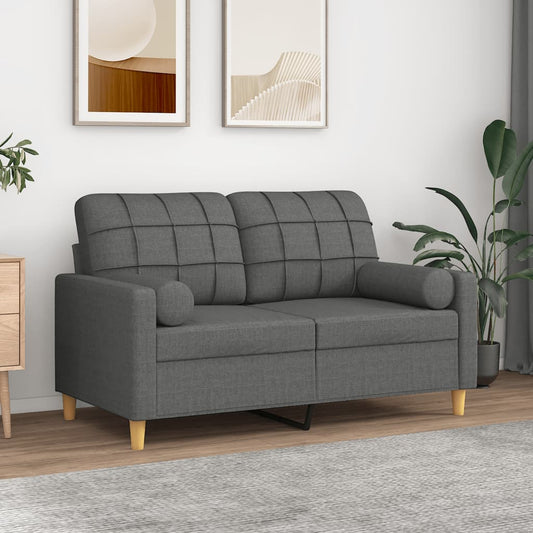 2-Sitzer-Sofa mit Zierkissen Dunkelgrau 120 cm Stoff