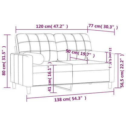 2-Sitzer-Sofa mit Zierkissen Creme 120 cm Stoff