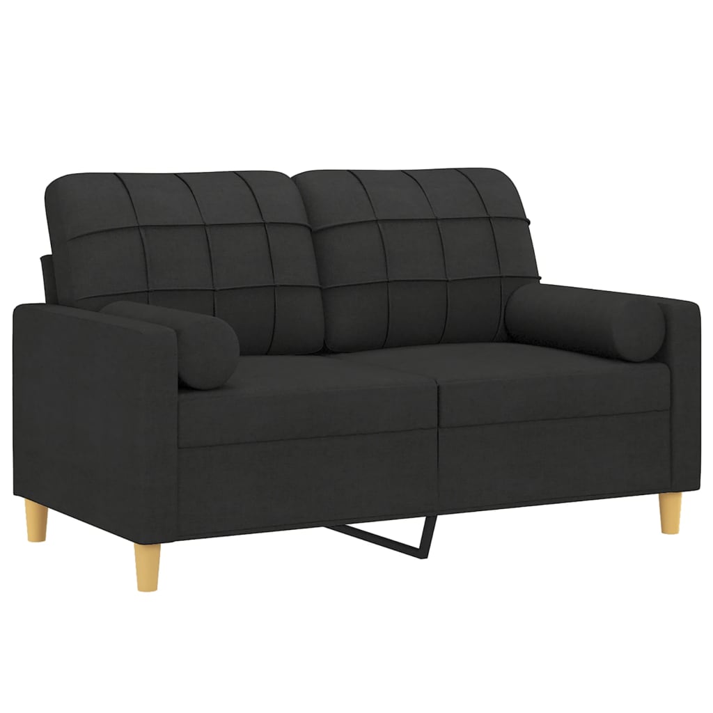 2-Sitzer-Sofa mit Zierkissen Schwarz 120 cm Stoff