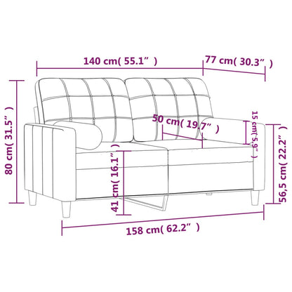 2-Sitzer-Sofa mit Zierkissen Dunkelgrau 140 cm Stoff