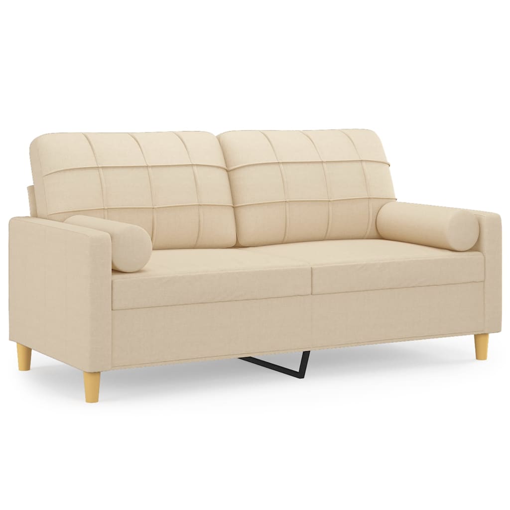 2-Sitzer-Sofa mit Zierkissen Creme 140 cm Stoff