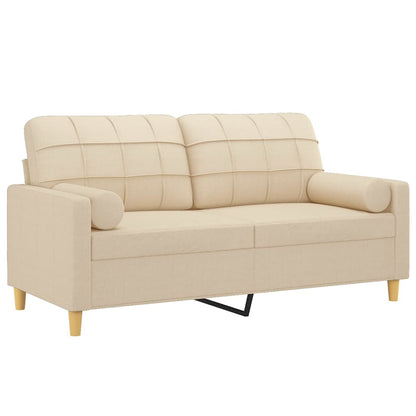 2-Sitzer-Sofa mit Zierkissen Creme 140 cm Stoff