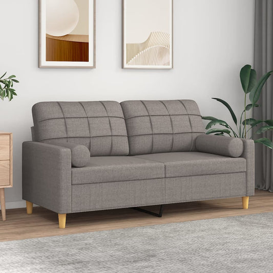 2-Sitzer-Sofa mit Zierkissen Taupe 140 cm Stoff