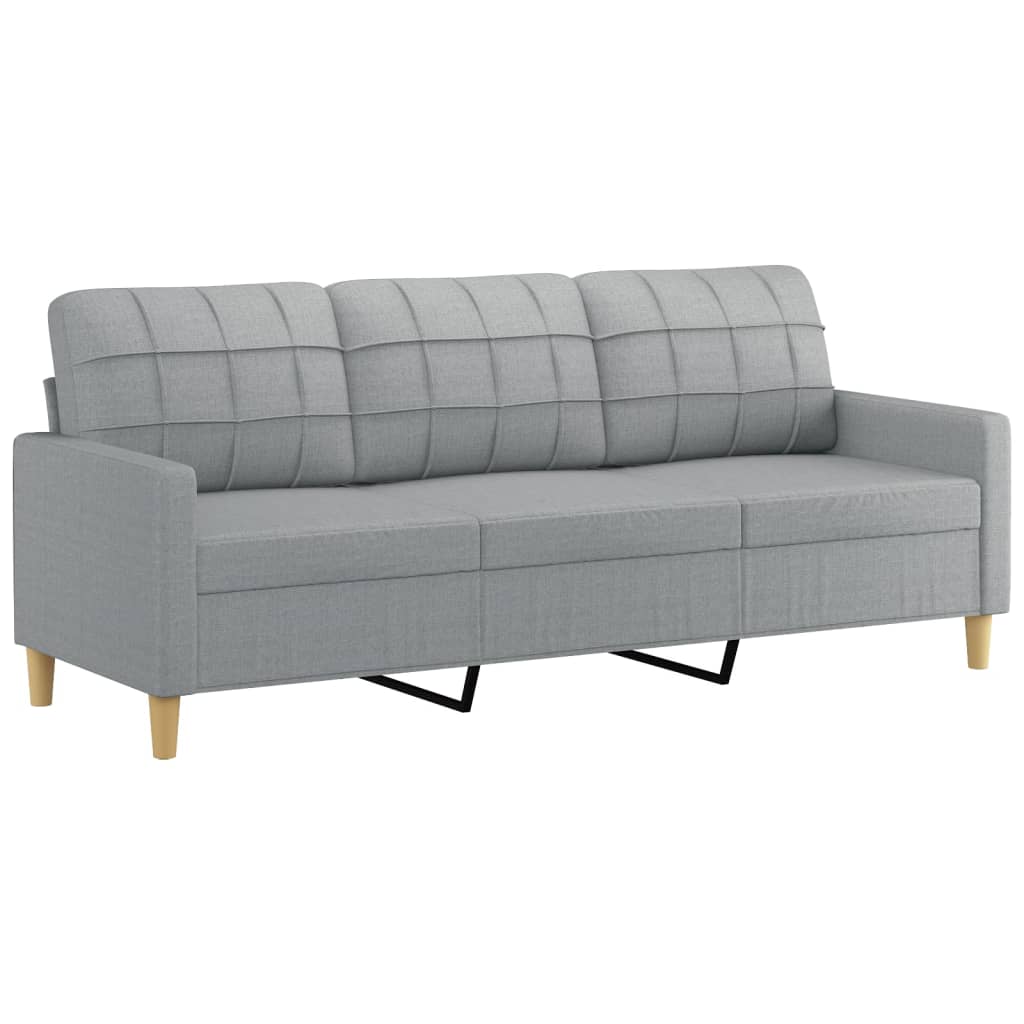 3-Sitzer-Sofa mit Zierkissen Hellgrau 180 cm Stoff