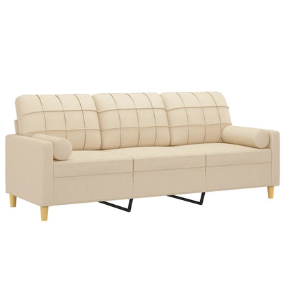 3-Sitzer-Sofa mit Zierkissen Creme 180 cm Stoff