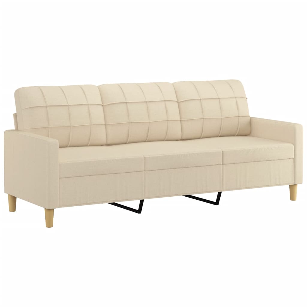 3-Sitzer-Sofa mit Zierkissen Creme 180 cm Stoff