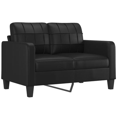 2-Sitzer-Sofa mit Zierkissen Schwarz 120 cm Kunstleder