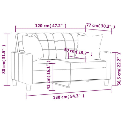 2-Sitzer-Sofa mit Zierkissen Schwarz 120 cm Kunstleder