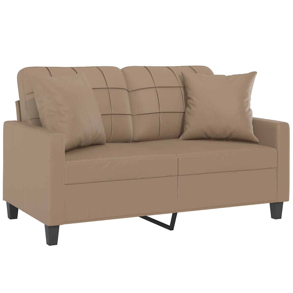 2-Sitzer-Sofa mit Zierkissen Cappuccino-Braun 120 cm Kunstleder