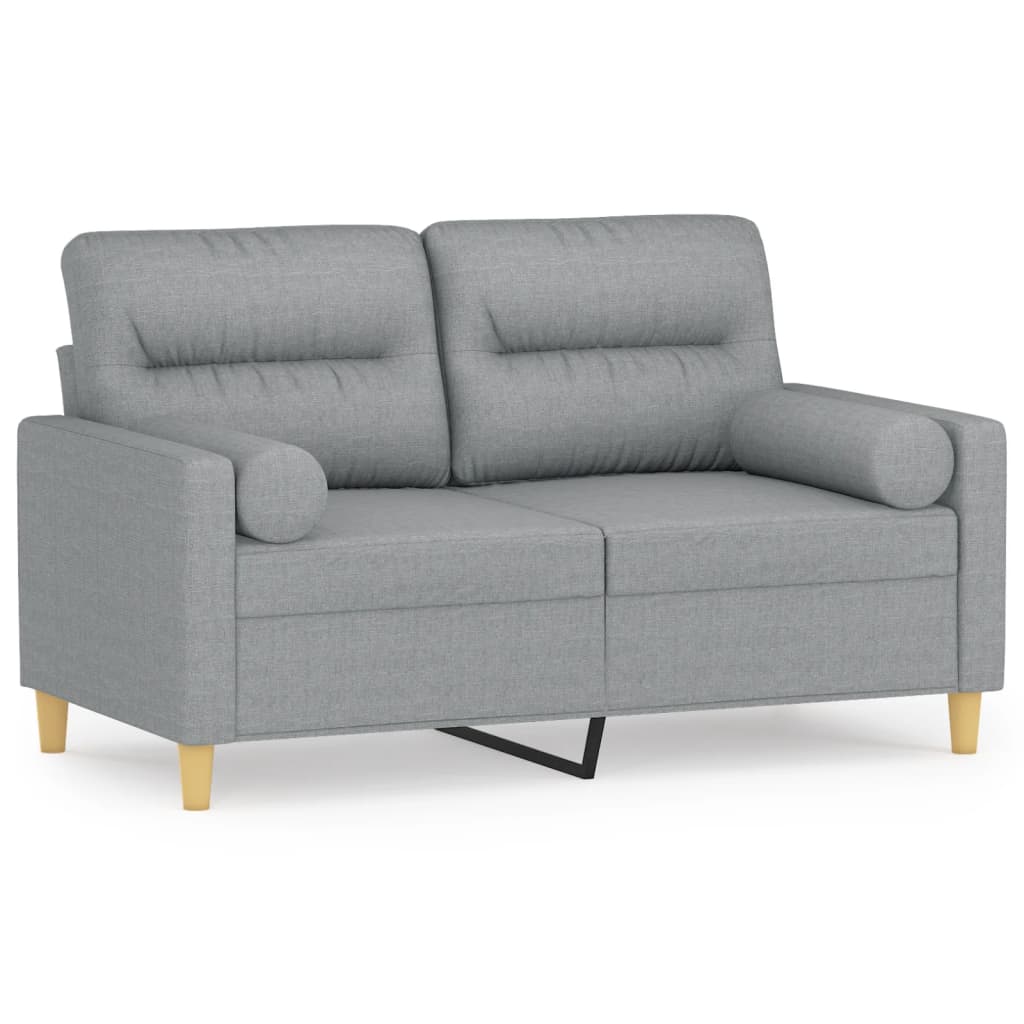 2-Sitzer-Sofa mit Zierkissen Hellgrau 120 cm Stoff