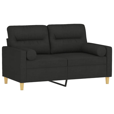 2-Sitzer-Sofa mit Zierkissen Schwarz 120 cm Stoff