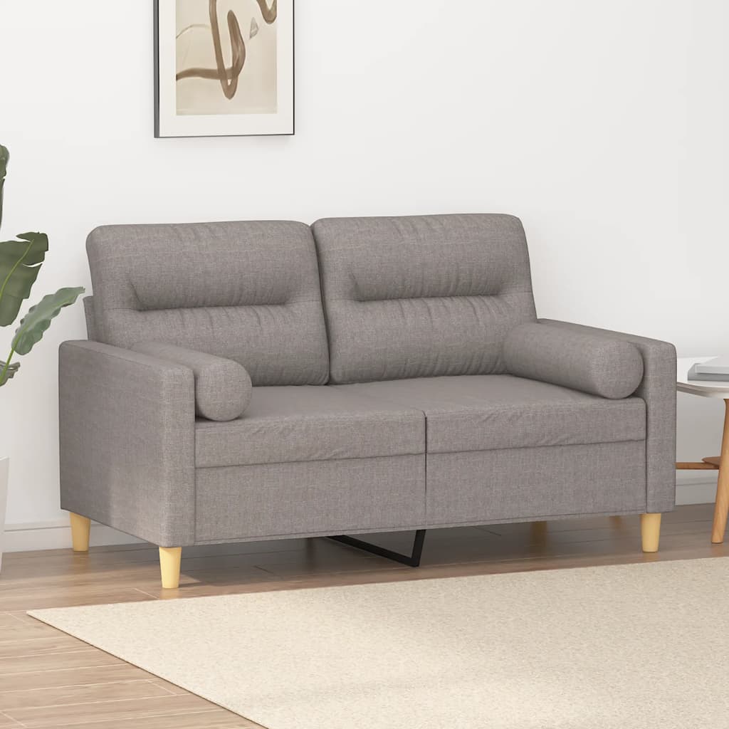 2-Sitzer-Sofa mit Zierkissen Taupe 120 cm Stoff