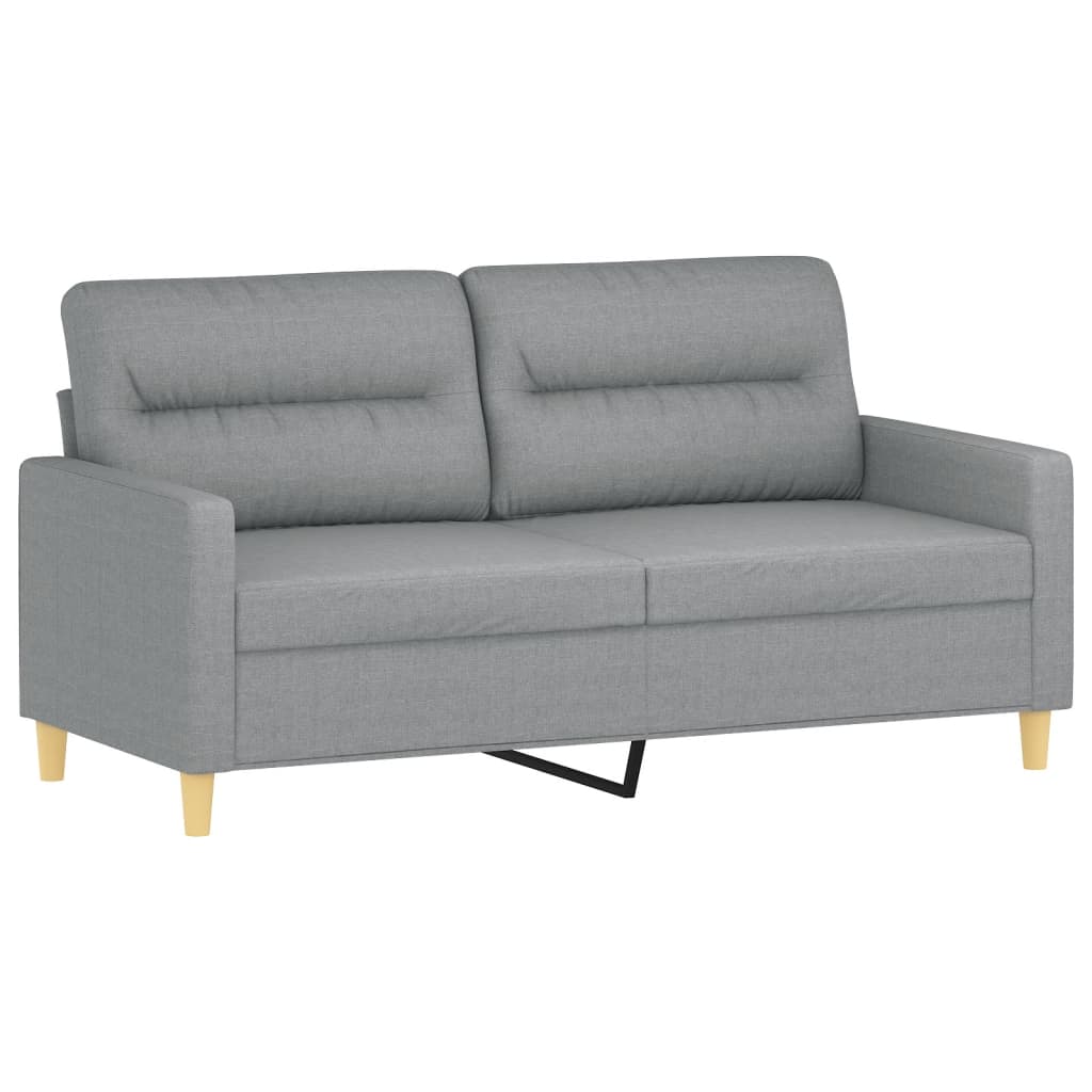 2-Sitzer-Sofa mit Zierkissen Hellgrau 140 cm Stoff