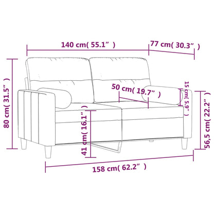 2-Sitzer-Sofa mit Zierkissen Dunkelgrau 140 cm Stoff