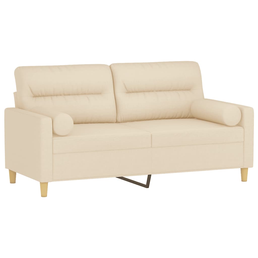 2-Sitzer-Sofa mit Zierkissen Creme 140 cm Stoff