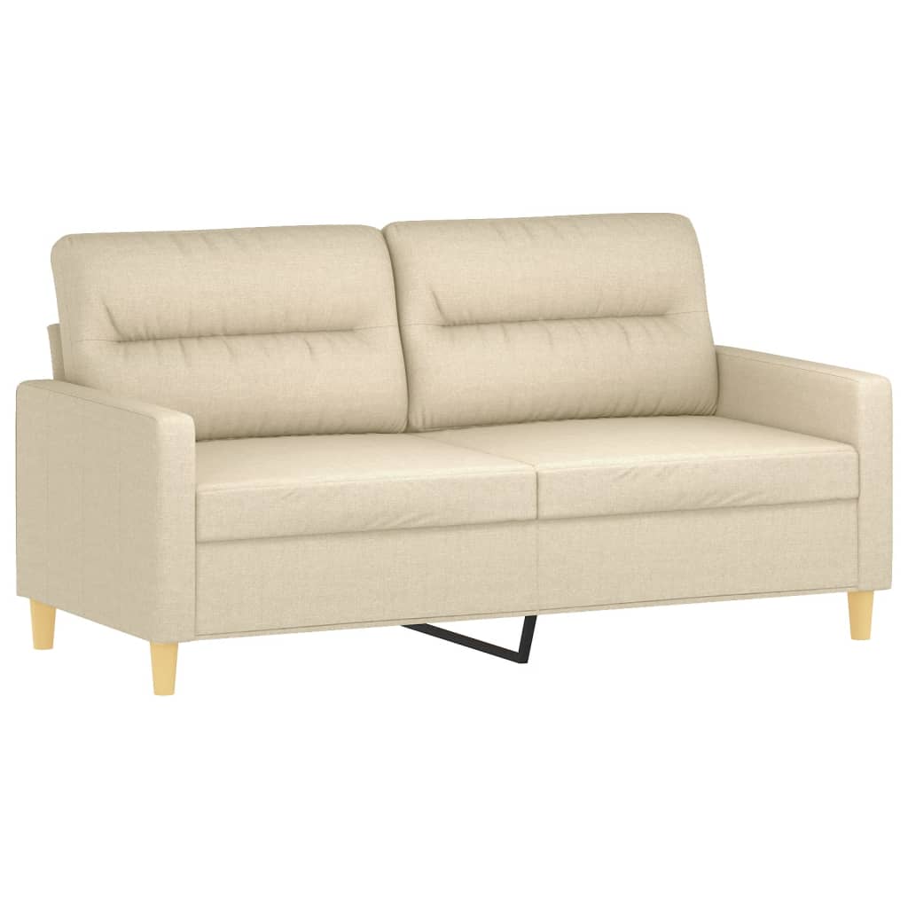 2-Sitzer-Sofa mit Zierkissen Creme 140 cm Stoff