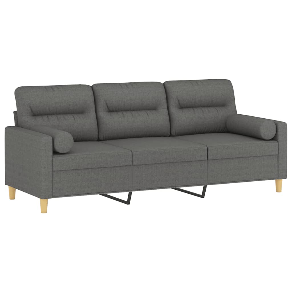 3-Sitzer-Sofa mit Zierkissen Dunkelgrau 180 cm Stoff