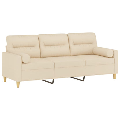 3-Sitzer-Sofa mit Zierkissen Creme 180 cm Stoff