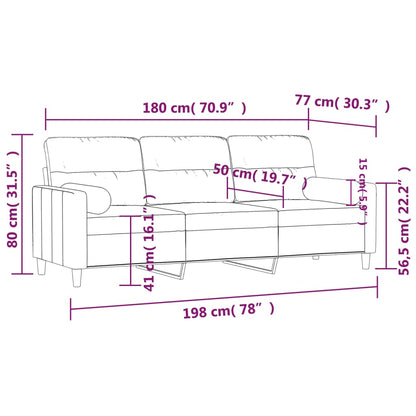 3-Sitzer-Sofa mit Zierkissen Creme 180 cm Stoff