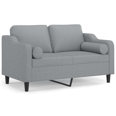 2-Sitzer-Sofa mit Zierkissen Hellgrau 120 cm Stoff