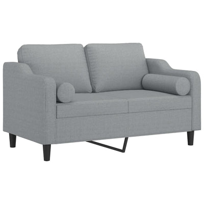 2-Sitzer-Sofa mit Zierkissen Hellgrau 120 cm Stoff