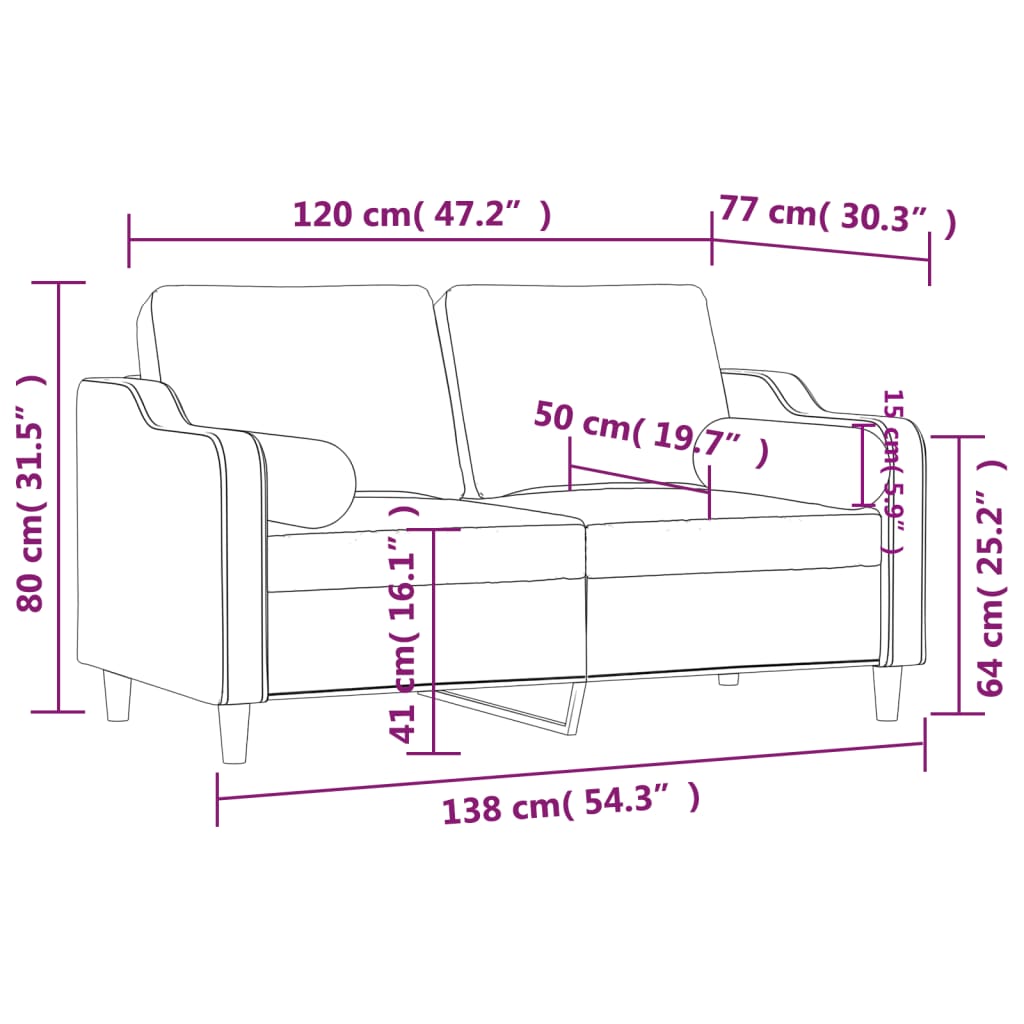 2-Sitzer-Sofa mit Zierkissen Dunkelgrau 120 cm Stoff